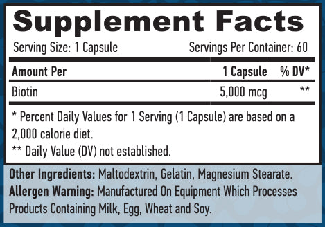 Biotin 5000 mcg / 60 Caps