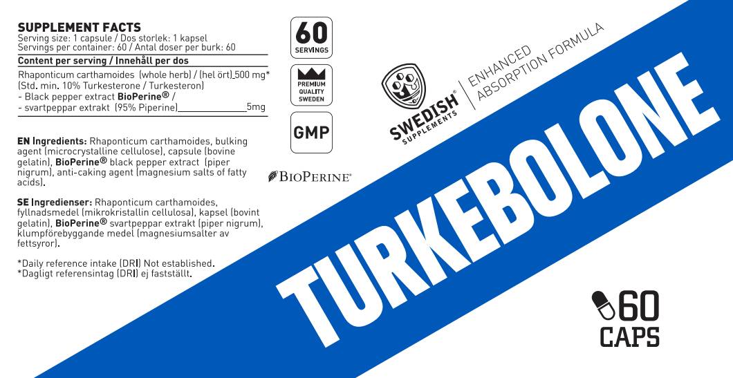 Turkebolone | Turkesterone 500 mg with BioPerine® - 60 капсули - Feel You