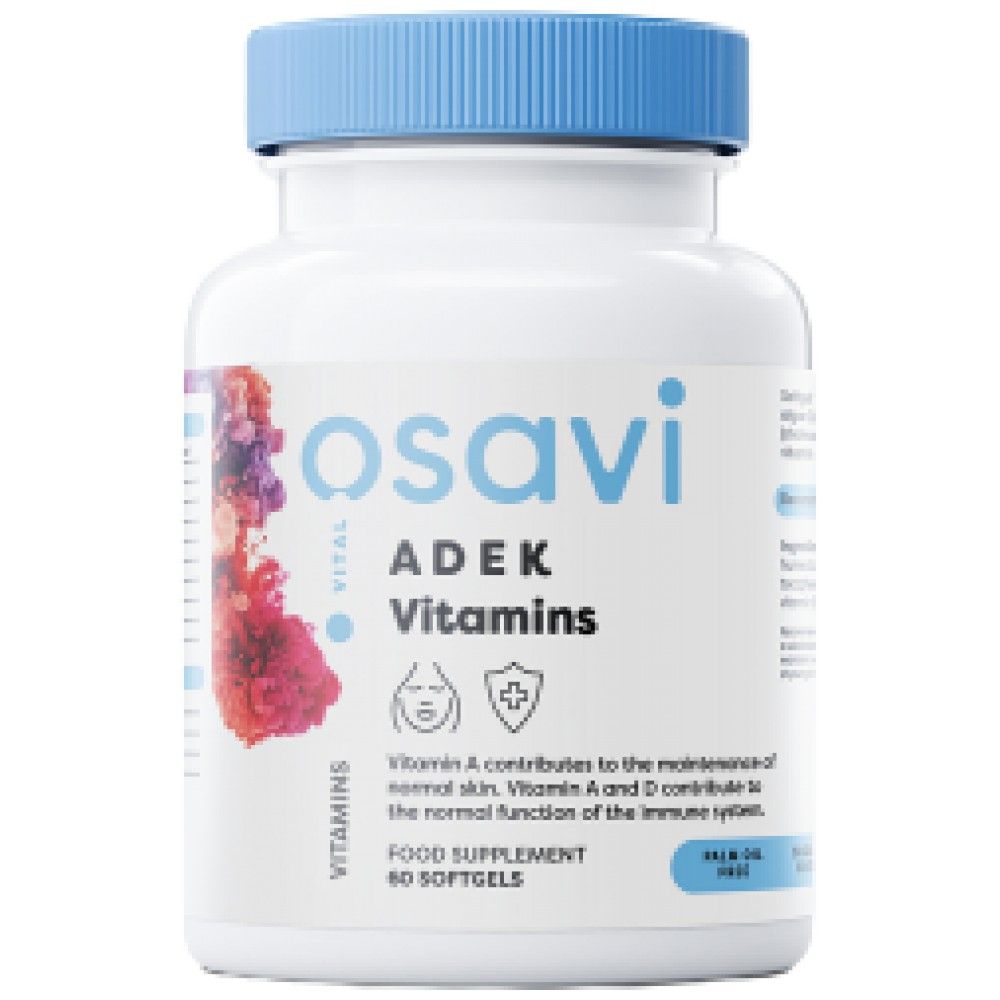ADEK Vitamins | A + D + E + K | with Quali-D® - 60 Гел капсули - Feel You