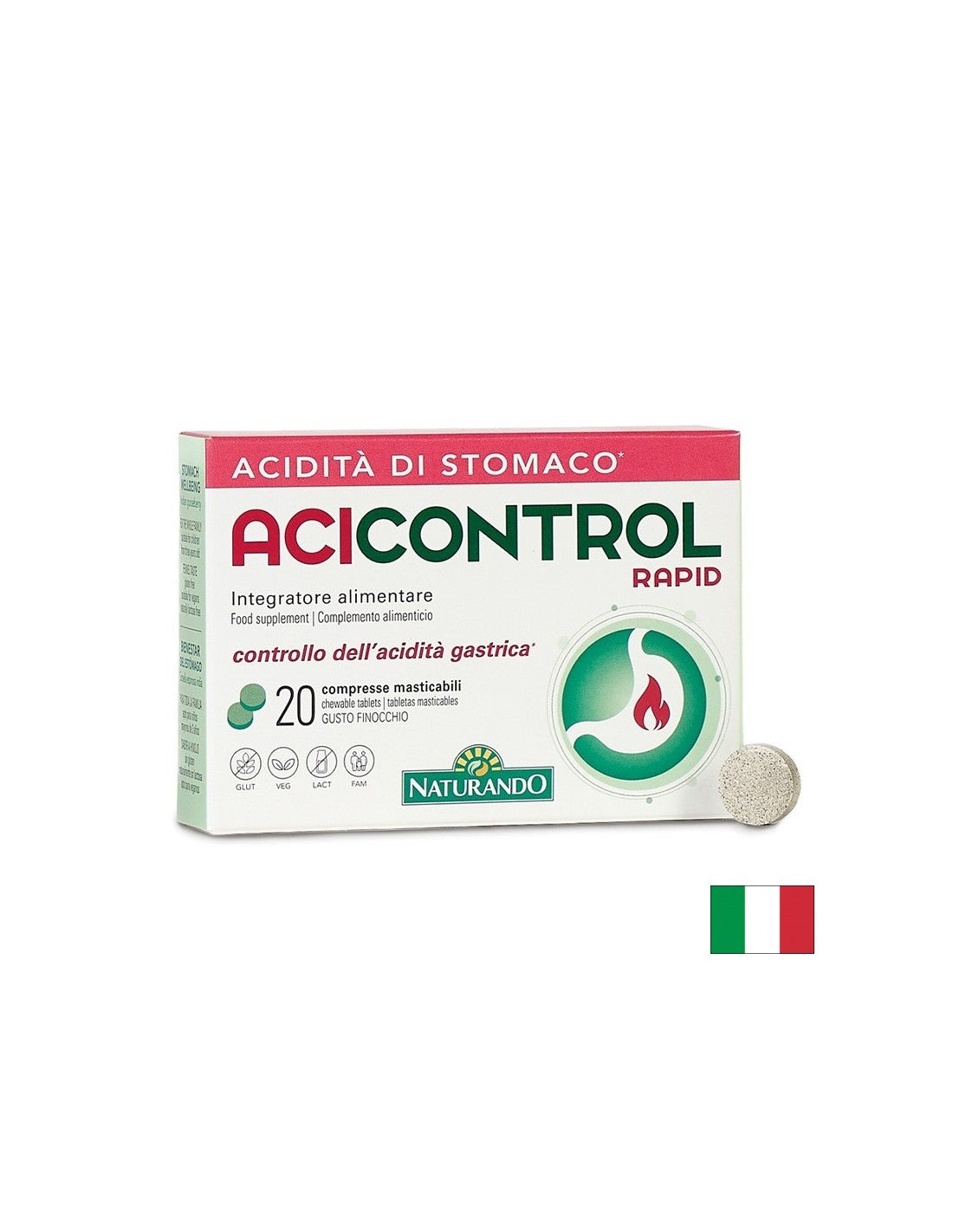 Формула при киселини и парене в стомаха с бързо действие, AciControl Rapid, 500 mg, 20 дъвчащи таблетки - Feel You