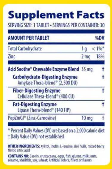 Acid Soothe Chewable - 60 Дъвчащи таблетки - Feel You