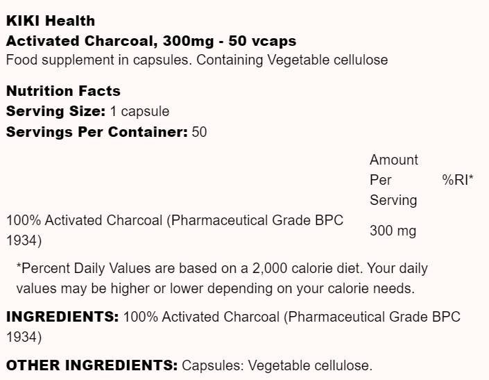 Activated Charcoal 300 mg - 50 капсули - Feel You