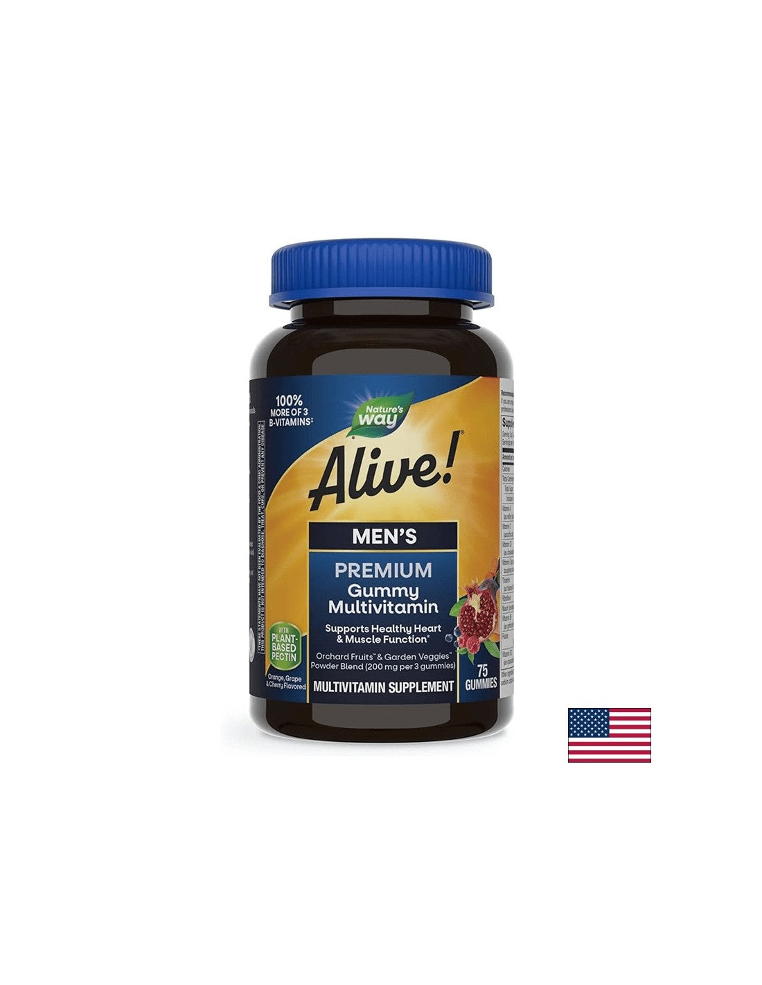 Alive! Men's Premium Gummies Multivitamin / Алайв! Премиум мултивитамини за мъже, 75 желирани таблетки Nature’s Way - Feel You