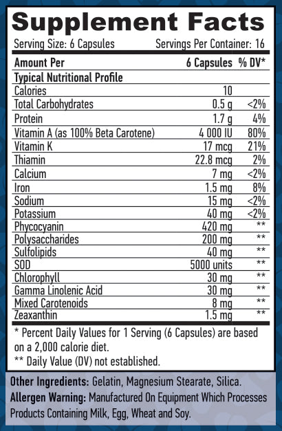 All Natural Spirulina 500mg. / 100 caps. - Feel You