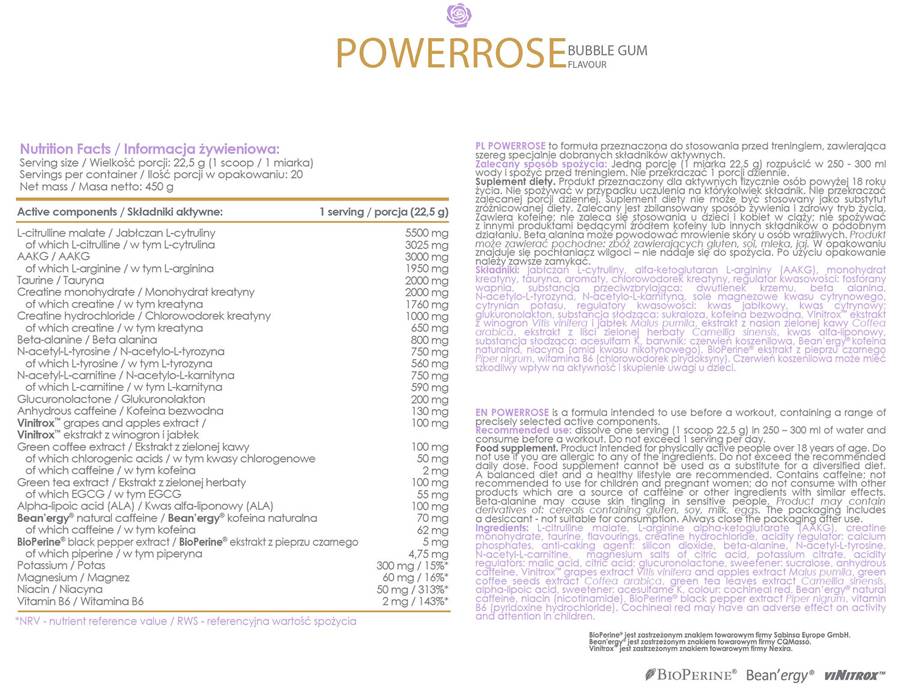 AllDeynn | PowerRose Pre-Workout - 450 грама - Feel You