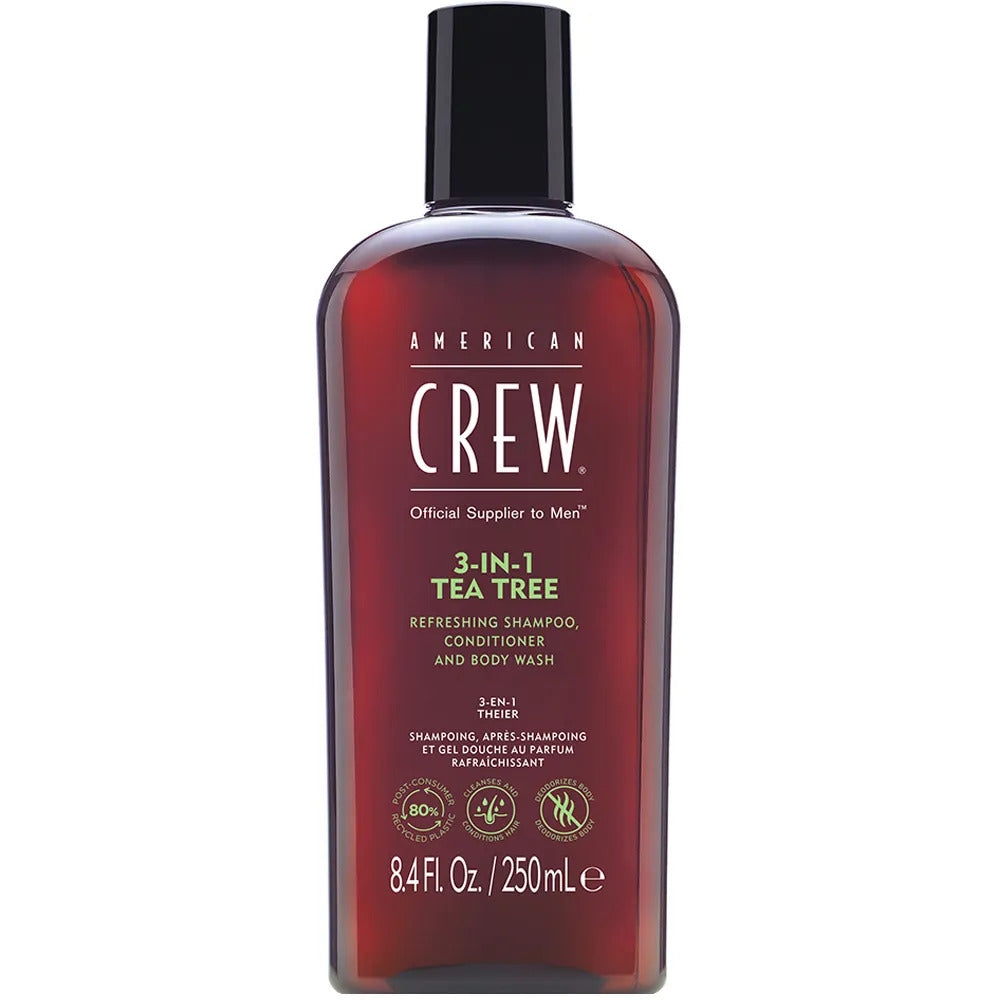 American Crew, 3-In-1 Tea Tree, Tea Tree Oil, Hair Shampoo, Conditioner & Shower Gel 3-In-1, For Moisturizing, 250 ml - Feel You