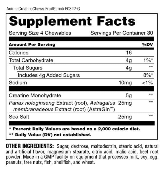 Animal Creatine Chews | with AstraGin® - 120 Дъвчащи таблетки - Feel You