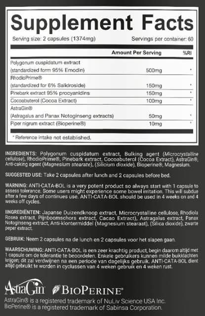 Anti-Cata-Bol | with Resveratrol, Rhodiola & Pine Bark - 120 капсули - Feel You