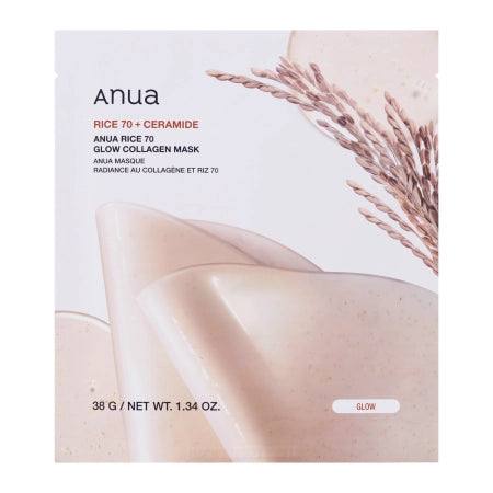 Anua - Rice 70 Glow Collagen Mask - Brightening Sheet mask with Collagen - 38g - Feel You