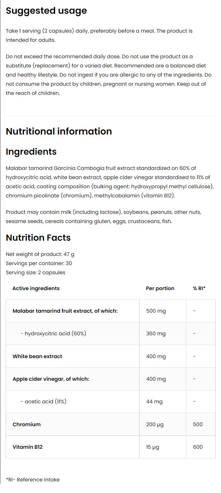Appetite Control 60 капсули - Feel You