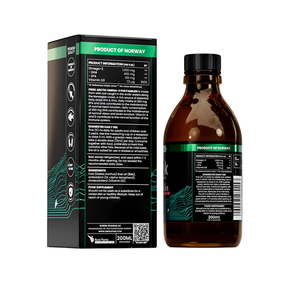 Arctic Liquid – Течни Омега-3 – Натурален вкус / 100% Дива Треска от Норвегия – 200 мл - Feel You