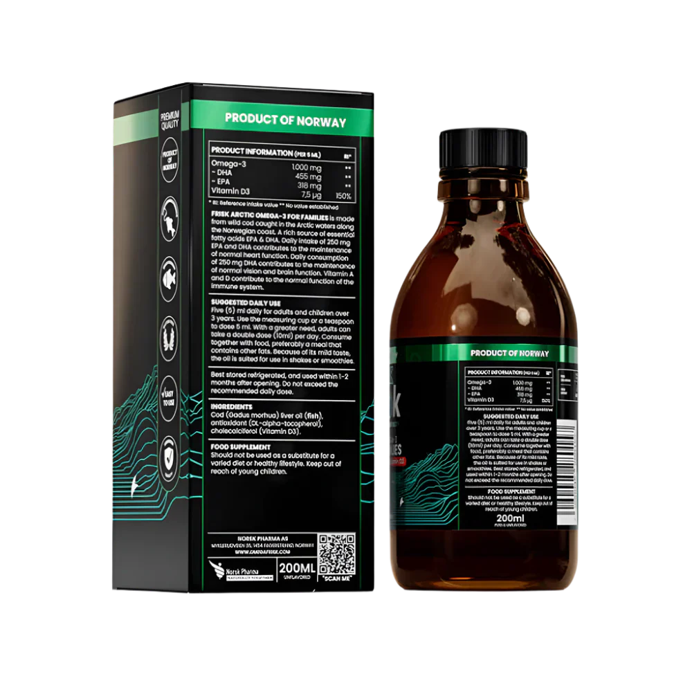Arctic Liquid – Течни Омега-3 – Натурален вкус / 100% Дива Треска от Норвегия – 200 мл - Feel You