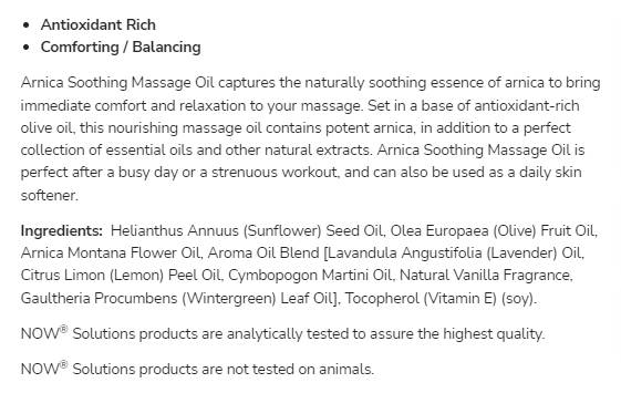 Arnica Soothing Massage Oil - 237 мл - Feel You