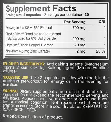 Ashwa-Bol KSM-66 350 mg - 60 капсули - Feel You