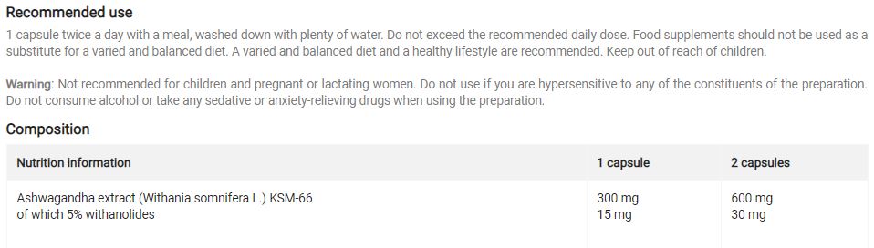 Ashwagandha 600 Sport / 60 caps. - Feel You