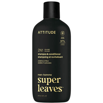 Attitude - Super Leaves Amber & Citrus Shampoo & Conditioner - men 2 in 1 - 415ml - Feel You