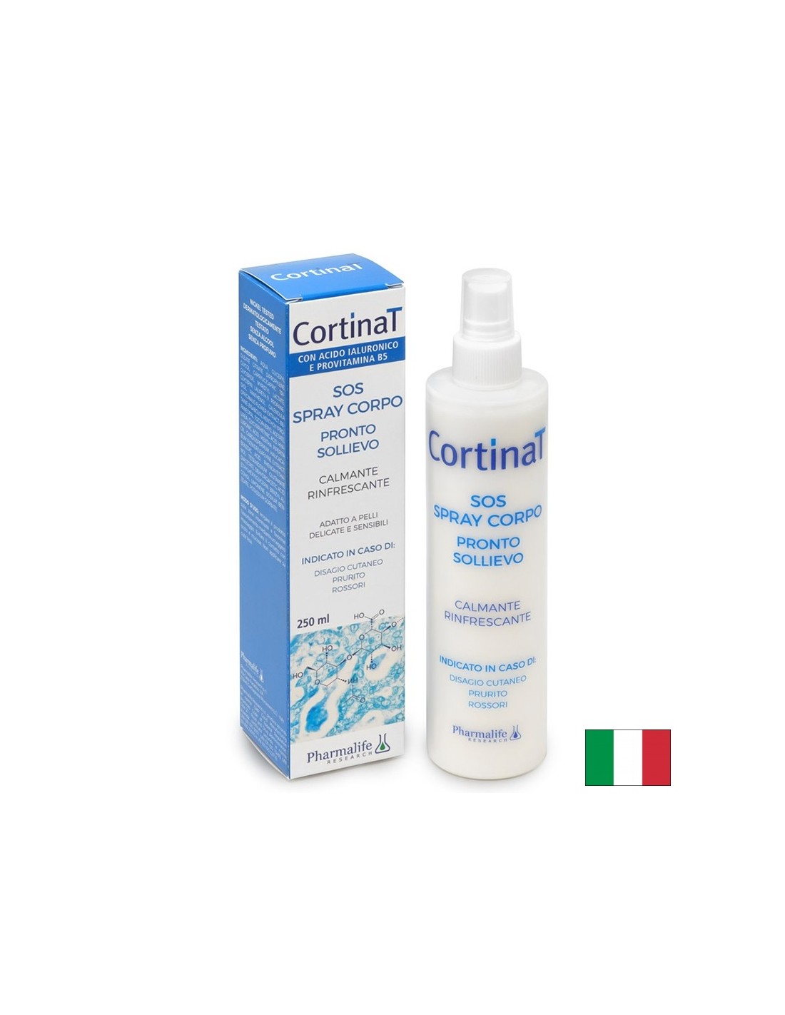 Спрей за тяло с хиалуронова киселина + провитамин B5 – За суха и раздразнена кожа, CortinaT SOS, 250 ml - Feel You