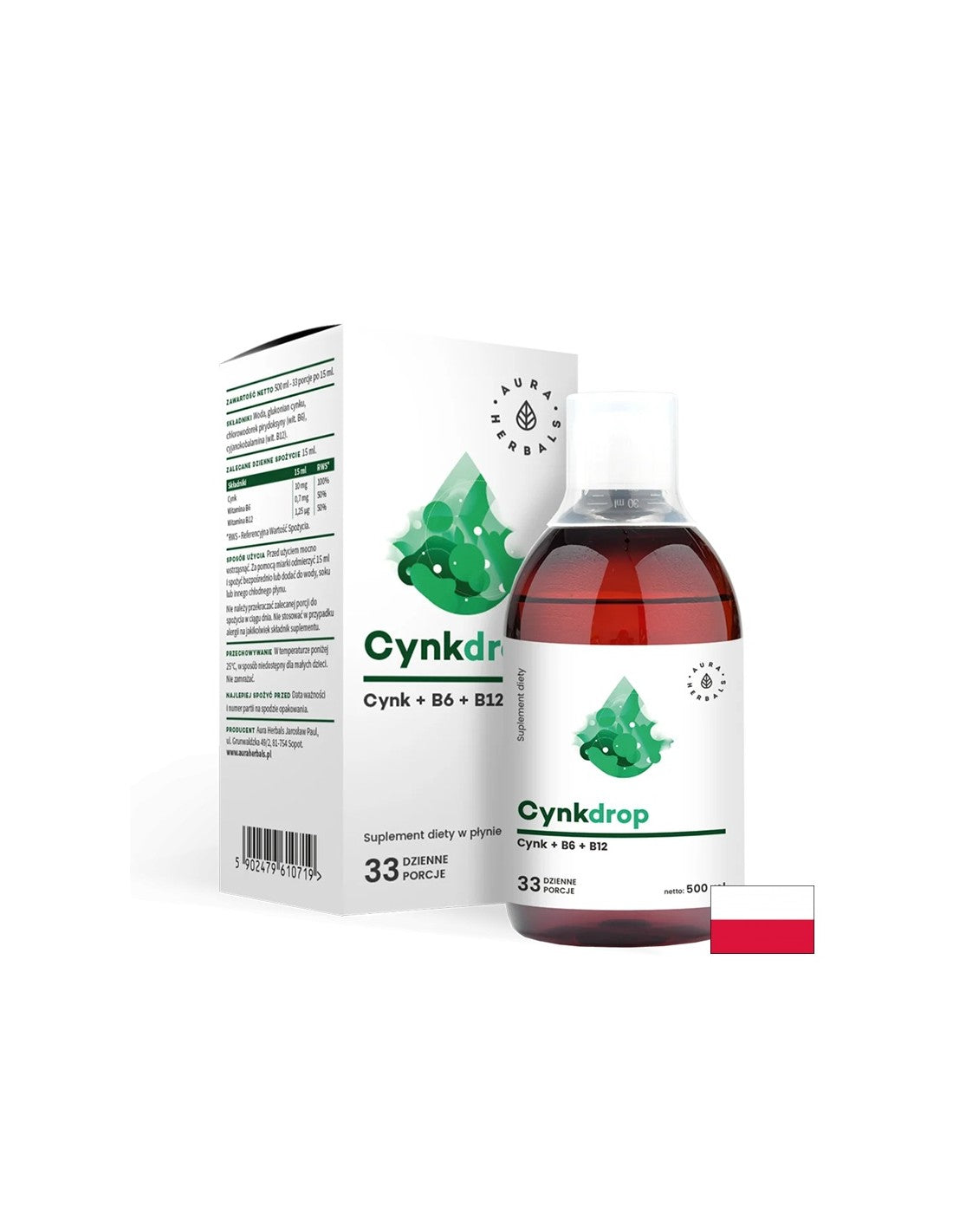 Имунитет и Нервна система - Цинк + Витамин B6 и B12, 500 ml Aura Herbals - Feel You