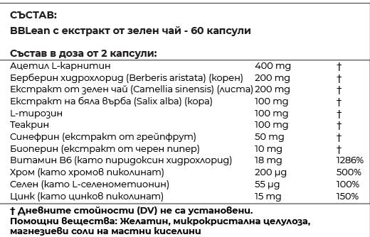 BB Lean | Thermogenic & Glucose Control Fat Burner - 60 капсули - Feel You
