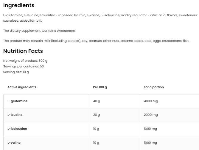 BCAA + GLUTAMINE Powder - 200 грама - Feel You