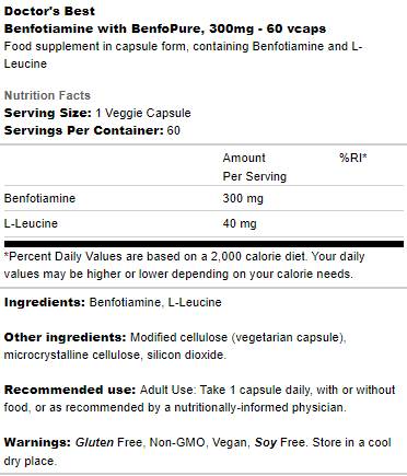 BEST Benfotiamine 300 mg | BenfoPure - 60 капсули - Feel You