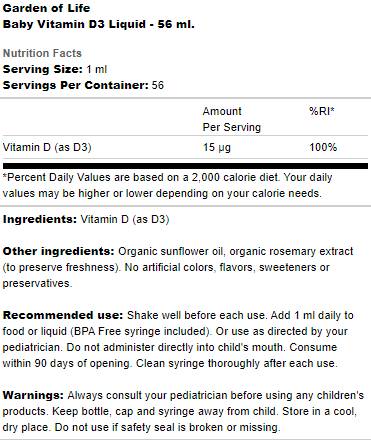 Baby Vitamin D3 Liquid - 56 мл - Feel You