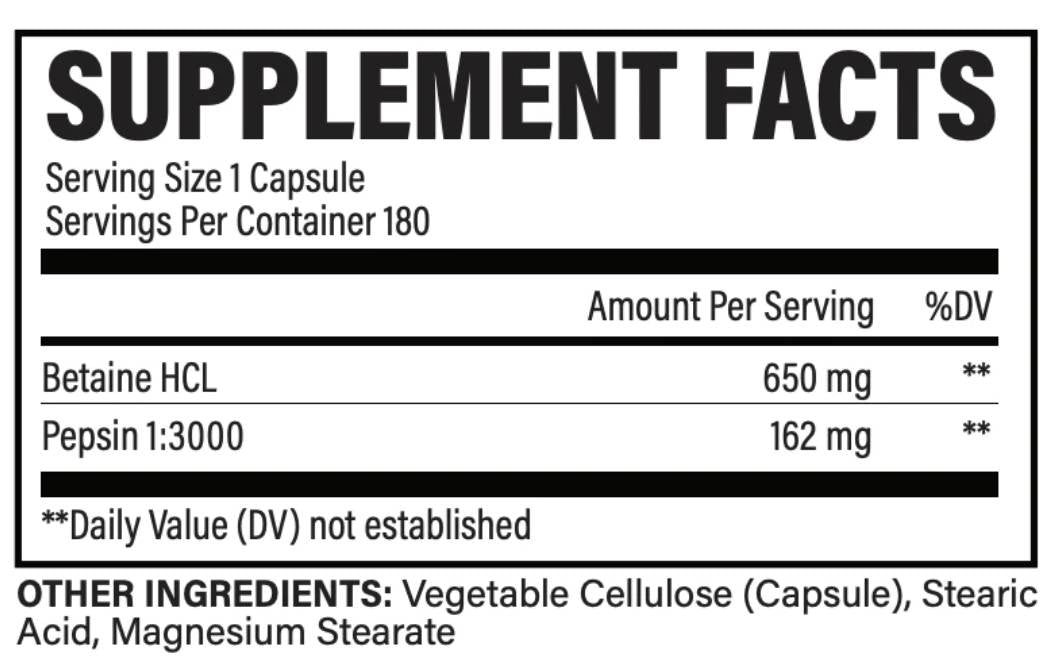 Betaine HCL 650 mg - 180 капсули - Feel You