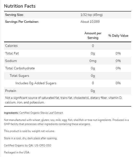 Better Stevia® Extract Powder | Organic - 28 грама - Feel You
