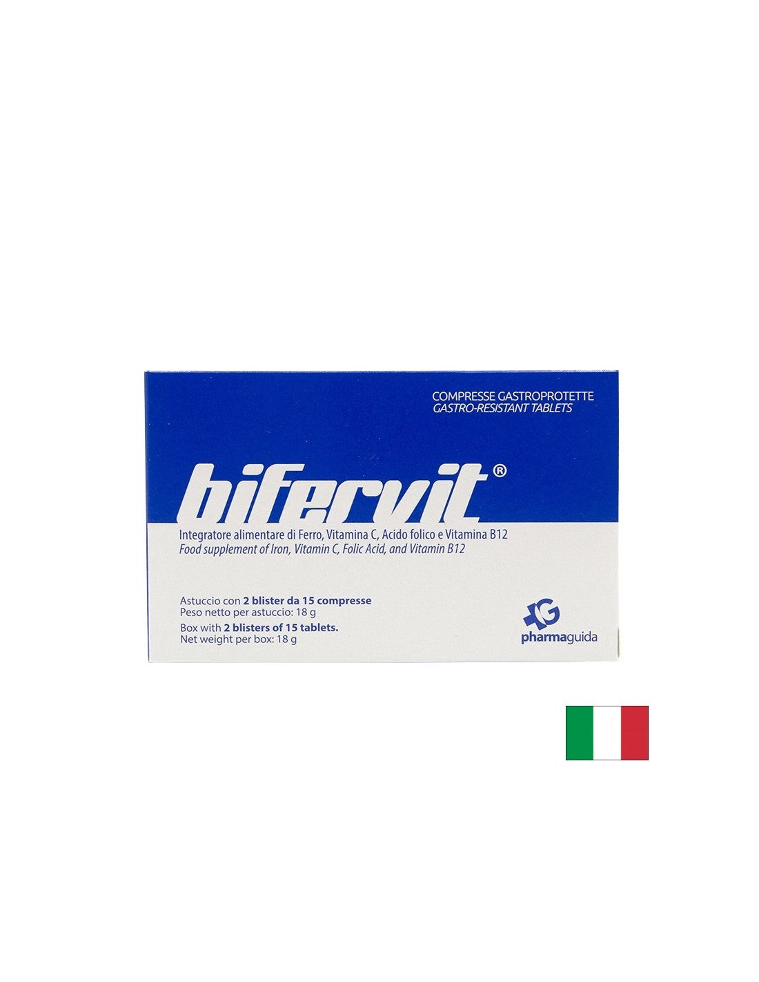 Bifervit – Желязо 15 mg + фолиева киселина 200 µg, при анемия и умора, 30 стомашно-устойчиви таблетки - Feel You