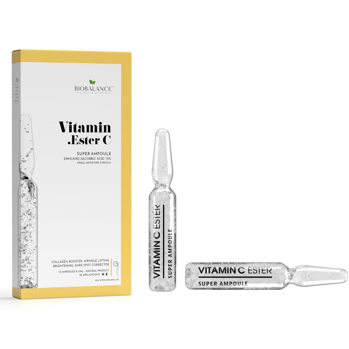 Bio Balance, Vitamin Ester C, Brightening & Lifting, Day & Night, Ampoules Treatment Serum, Wrinkles & Dullness & Uneven Skin Tone, For Face, For Women, 10 pcs, 2 ml - Feel You