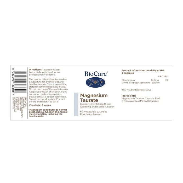 Магнезий таурат / BioCare Magnesium Taurate 60 Vcaps - Feel You