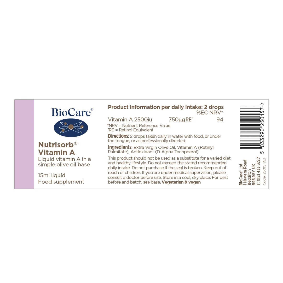 Витамин А / BioCare Nutrisorb Vitamin A 15ml - Feel You