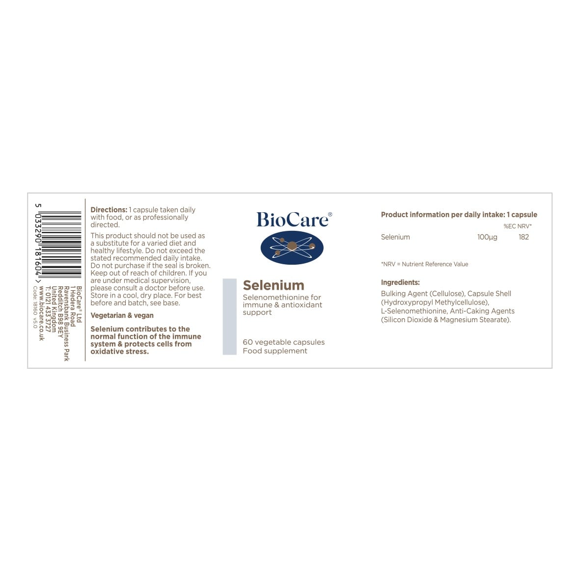 Селен / BioCare Selenium 100mcg 60 Vcaps - Feel You
