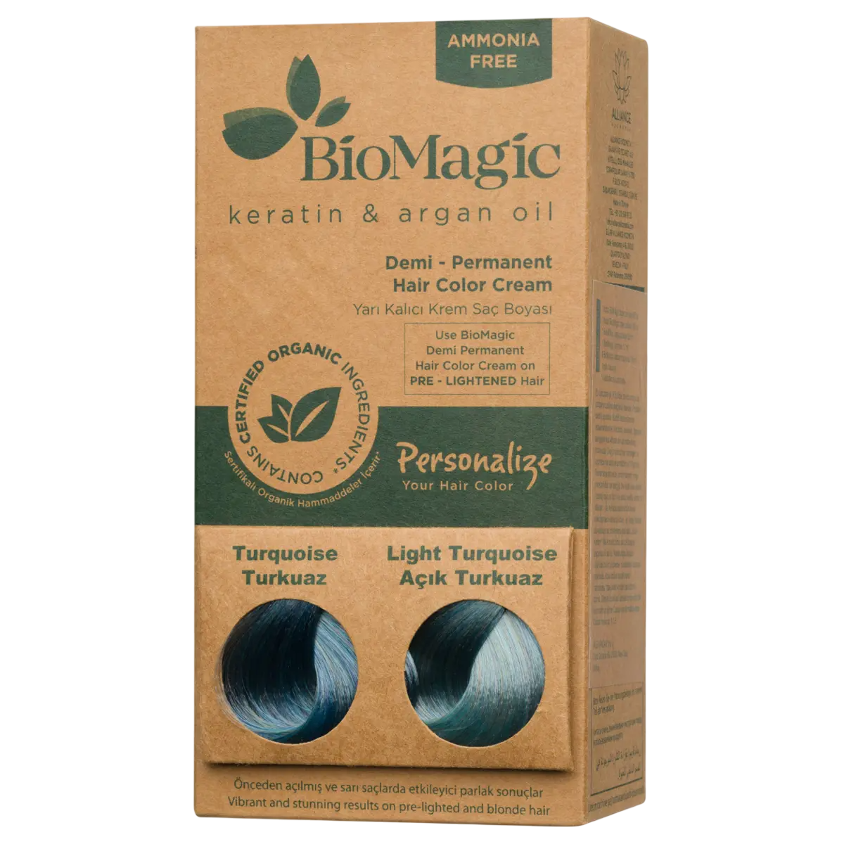 Biomagic, Biomagic, Keratin & Argan Oil, Demi-Permanent Hair Dye, Turquoise, 250 ml *Tester - Feel You