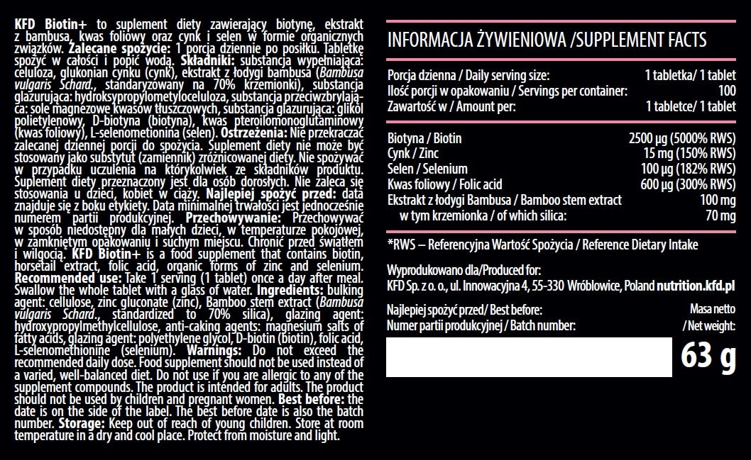 Biotin+ / 100 Tabs - Feel You