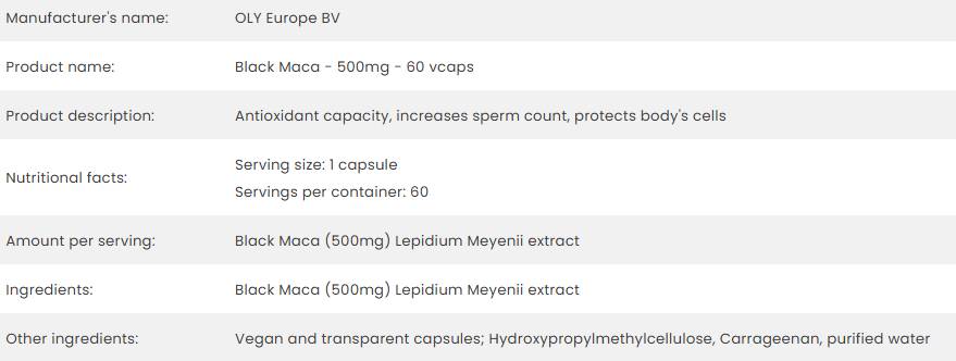 Black Maca 500 mg - 60 капсули - Feel You