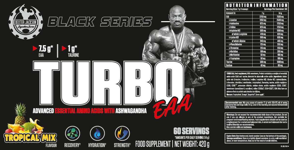 Black Series | Turbo EAA Powder ~ Essential Amino Acids with Taurine - 420 грама - Feel You