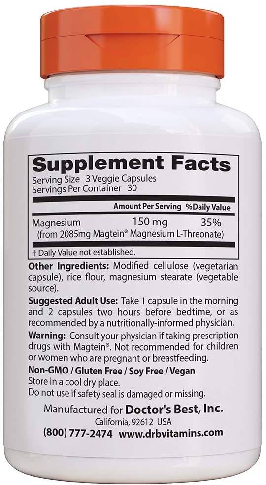 Brain Magnesium - Magtein | Magnesium L-Threonate - 90 капсули - Feel You