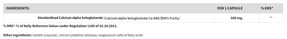 CALCIUM AKG Alpha-Ketoglutarate 500 mg - 60 капсули - Feel You