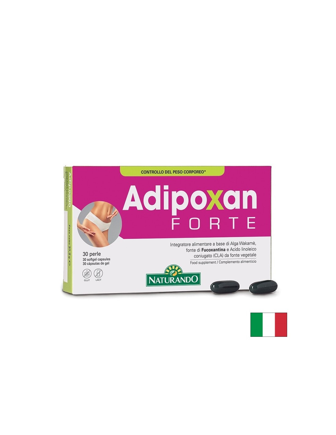 CLA 1000 mg + Уакаме 200 mg – Контрол на теглото и мастния метаболизъм, Adipoxan Forte, 30 софтгел капсули - Feel You