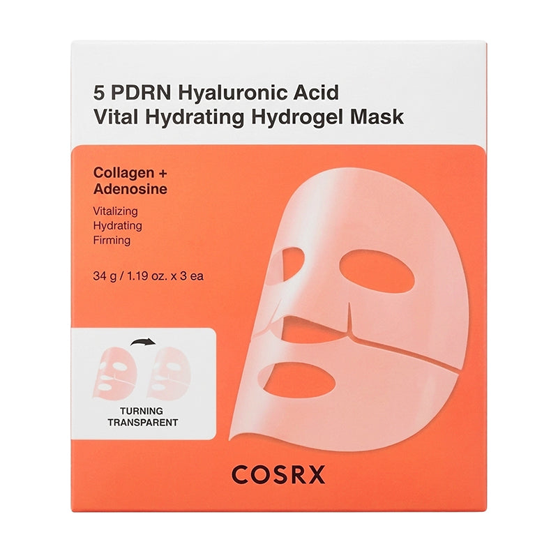 COSRX 5 PDRN Hyaluronic Acid Vital Hydrating Hydrogel Masks, 34g * 3 pcs - Feel You