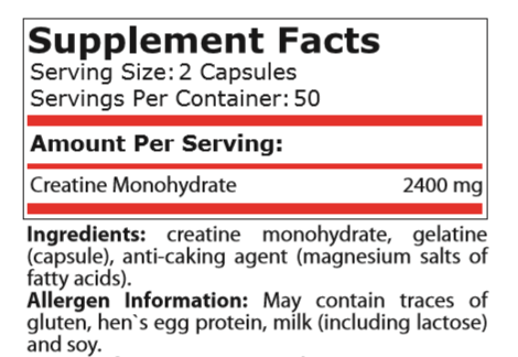 CREATINE CAPSULES 1200 mg - 100 капсули - Feel You