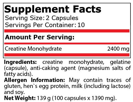 CREATINE CAPSULES BLISTER 1200 mg - 20 капсули - Feel You