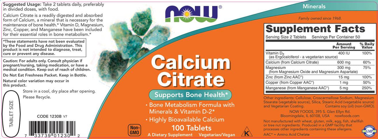 Calcium Citrate with Minerals & Vitamin D-2 300 mg - 100 Таблетки - Feel You