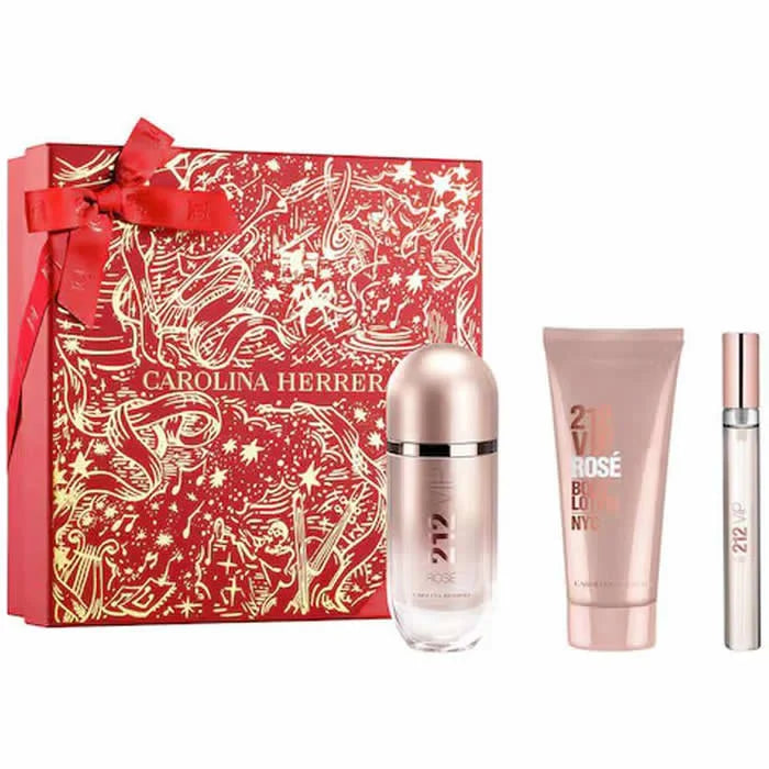 Carolina Herrera - 212 VIP Rose Gift set EDP 80 ml, body lotion 100 ml and miniature EDP 10 ml - 80ml - Feel You