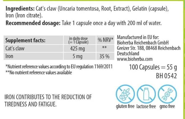 Cat's Claw 470 mg - 100 капсули - Feel You