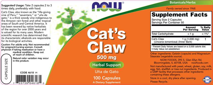 Cat's Claw 500 mg - 100 капсули - Feel You