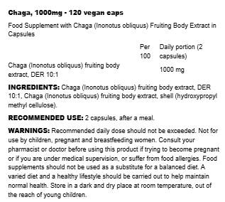 Chaga 1000 mg | Minimum 30% Beta-Glucans - 120 капсули - Feel You