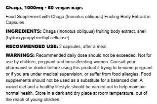 Chaga 1000 mg | Minimum 30% Beta-Glucans - 60 капсули - Feel You