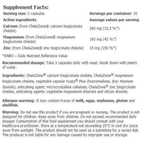 ChelaZone® MultiChel® Ca+Mg+Zn Bisglycinate Chelate / 90 Vcaps - Feel You